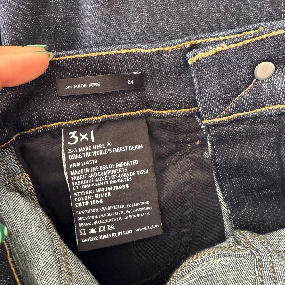 3X1 NYC Joni Straight Wide Leg Dark Wash High Rise Jeans 4W 24 Three By One - Picture 8 of 8